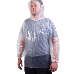 Bata Polietileno com Elástico e Capuz – Transparente