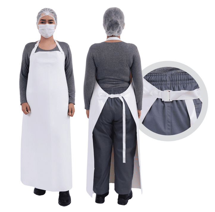 Avental Branco de Poliuretano com Fitilho e Engate